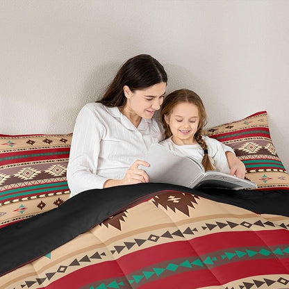 Erosebridal Southwestern Comforter Set - Twin Bohemian Geometric Quilt, Ethnic Tribal Arrow Bedding Set - Duvet Insert, Country Decor Western Bedroom Decor - Red Brown