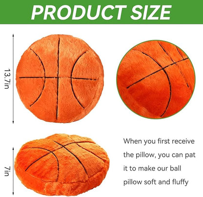 Basketball Pillow, 2 Pcs Fun Basketball Plush Throw Pillows, Cute Chair Cusion, Sports Pillows for Boys Room, Soft Decorative Pillow for Birthday Gift Sofa Bed Living Room Decor 15.7"