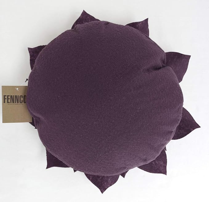 Fennco Styles Handmade 3D Heart-Shaped Petals Flower Decorative Filled Throw Pillow 13" Round - Violet Floral Pillow for Couch, Home Décor and Holiday, Housewarming Gift