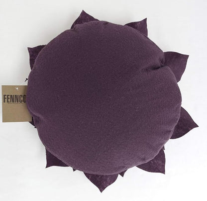 Fennco Styles Handmade 3D Heart-Shaped Petals Flower Decorative Filled Throw Pillow 13" Round - Violet Floral Pillow for Couch, Home Décor and Holiday, Housewarming Gift