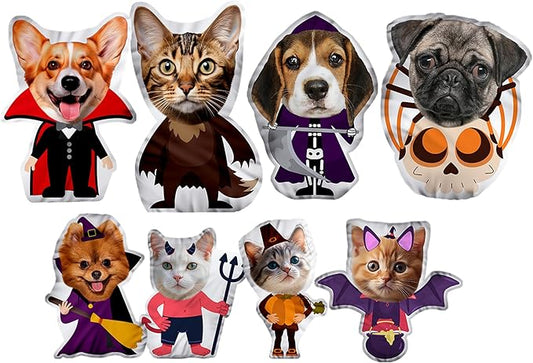 Custom Pet Pillow with Photo - Plush Halloween Pillows with Personalized Dog & Cat Face - Halloween Shaped Pillows Gift for Pet Lover, Birthday, Friends