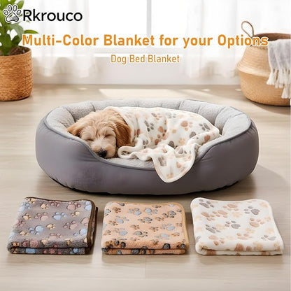 Three Piece Pet Blanket Set for Dogs Cats Soft Comfy Puppy and Kittens Bed Blanket Fluffy Fleece Pets Throw with Cute Patterns (Large 41x30 inch, Colored Paws)