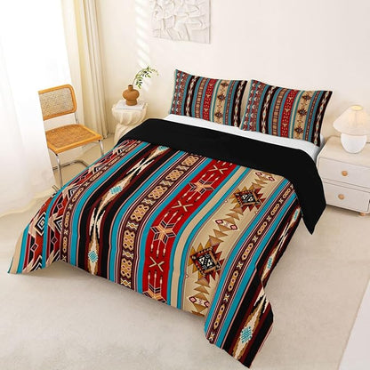 Aztec Bedding Set Ethnic Tribal Arrow Comforter Set,Retro Southwest Native Bohemian Quilt King,Western Star Geometric Sriped Duvet Insert African Tribe Exotic Nordic Style Boho Decor,Warm Taupe