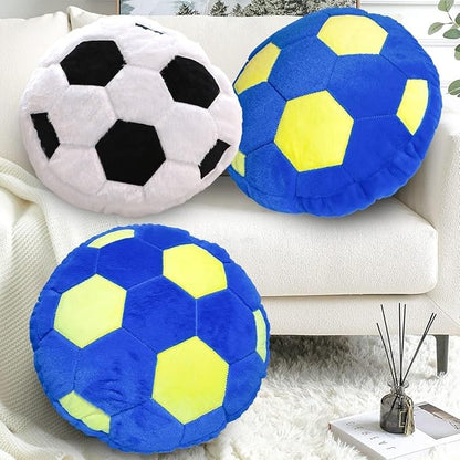 Dark Blue Fluffy Soccer Ball Pillow, 15.7 Inches Soft Decorative Throw Pillow for Bedroom Decorations Perfect for Soccer Themed Room Decor Valentines Day Gifts