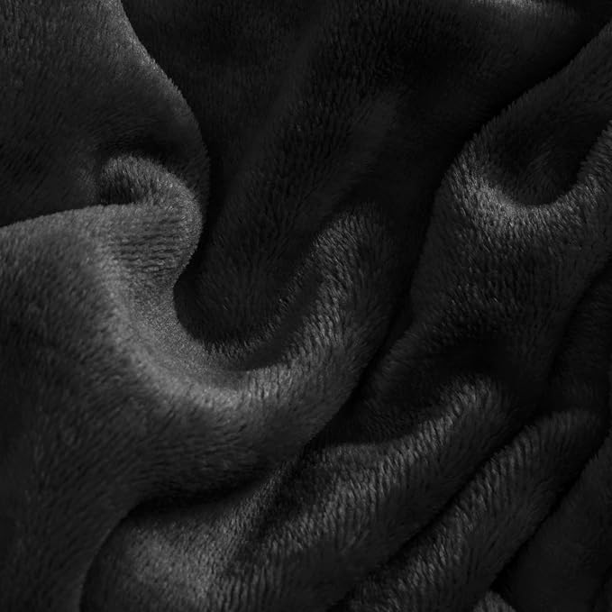 BEDELITE Flannel Sheets Queen Size Black - Super Soft Fleece Sheets Set Fluffy Extra Plush, 4 Piece(Include Fitted Sheet, Flat Sheet, 2 Pillowcases)