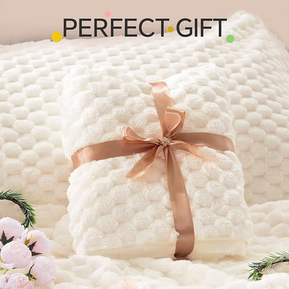 BEDELITE Fluffy Queen Comforter Set - Beige Fleece Soft Comforter for Queen Size Bed, Luxury Warm Bedding Set for Winter, Fuzzy Bed Set 3 Pieces (1 Comforter, 2 Pillowcases)
