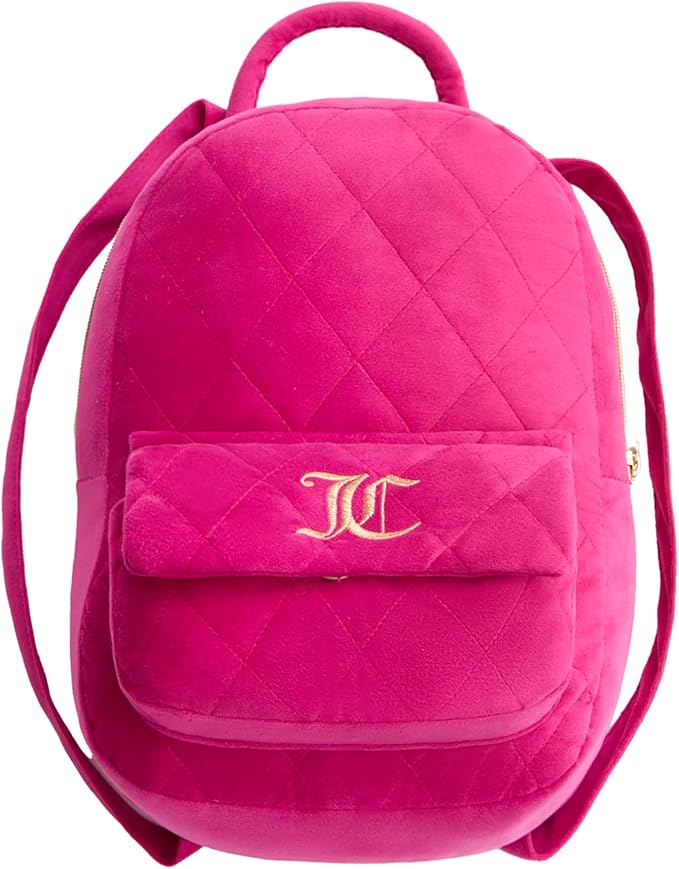 Juicy Couture Quilted Backpack Shaped 12" x 8.5" Decorative Pillow, Hot Pink