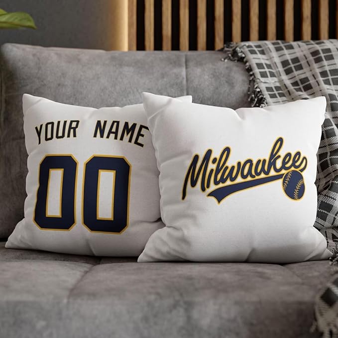 ANTKING Milwaukee Throw Pillow Custom Name and Number for Men Women Boy Personalized Gift
