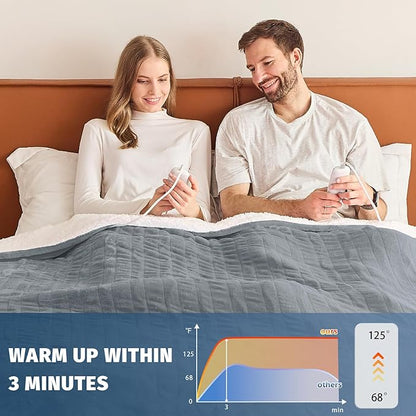 Heated Electric Blanket King Size - 90" x 100" Heating Blanket with Dual Control, 10 Heating Levels & 8 Hours Auto Off, Soft Warm Blanket, Christmas Birthday Gifts for Senior Grandma