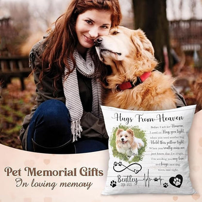 Custom Pet Memorial Throw Pillow (Insert Included), Sympathy Gift for Pet Loss, Dog Memorial Gifts, Photo Pillow Case Cover