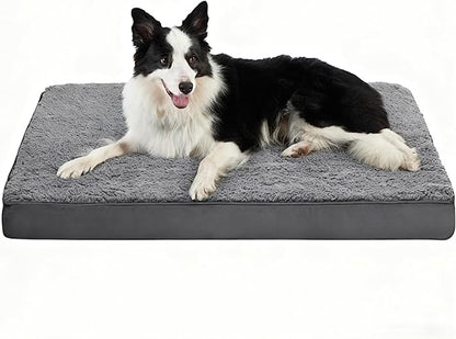 Dog Bed with Waterproof Inner Liner, Removable Cover, Egg Crate Foam Dog Beds, Easy to Clean，30×20Inch，Gray