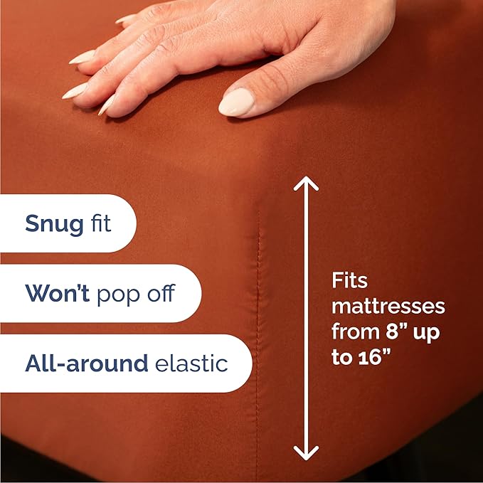 Cal King 6 Piece Sheet Set - Comfy Breathable & Cooling - Soft Hotel Luxury Bedding Set with 8-16 Inch Deep Pockets - 1 Flat & 1 Fitted Sheet & 4 Pillowcases - Wrinkle Free & Easy Care - Terracotta