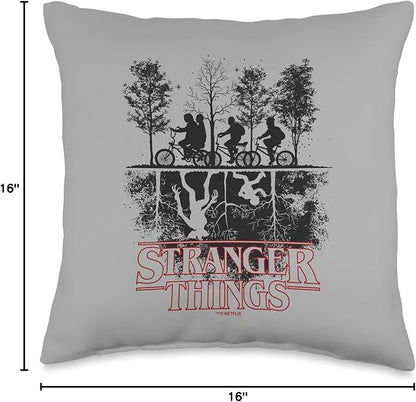 Stranger Things Upside Down Hawkins Ride Logo Throw Pillow