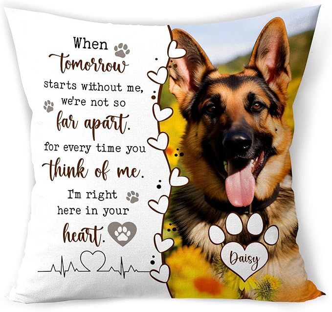 Personalized Pet Photo Memorial Throw Pillow (Insert Included), Sympathy Gift for Pet Loss, Dog Loss Gift, Photo Pillow Case Cover