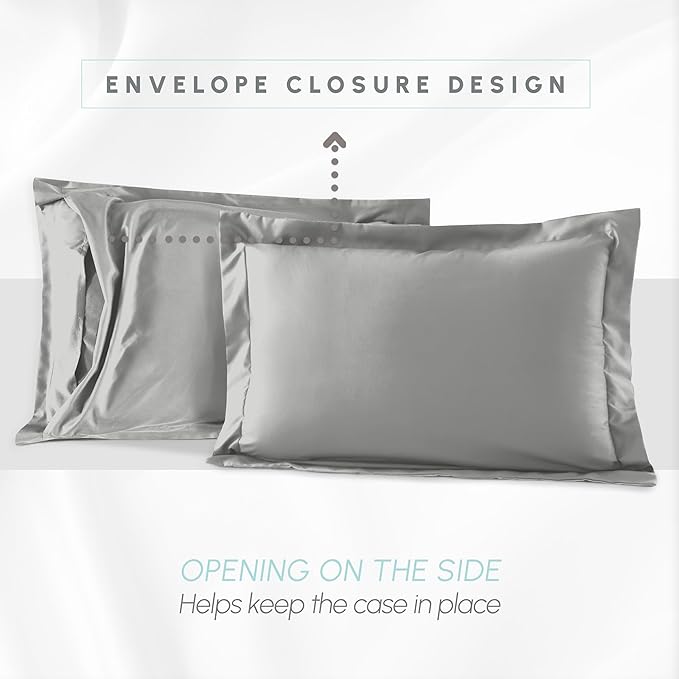 Elegant Comfort 3-Piece Box Stitched Down Alternative Comforter with Shams - Ultra Soft for All Season Duvet Insert with Corner Tabs, Plush Cozy 3PC Comforter Set, Twin, Silver Gray