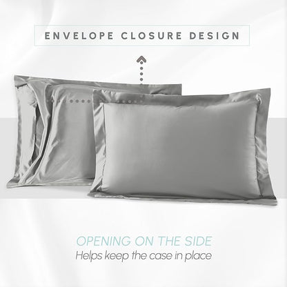 Elegant Comfort 3-Piece Box Stitched Down Alternative Comforter with Shams - Ultra Soft for All Season Duvet Insert with Corner Tabs, Plush Cozy 3PC Comforter Set, Full, Silver Gray