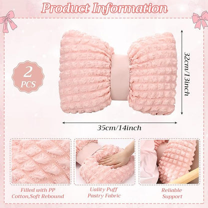 Novabright 2 Pcs Bow Pillow, 13 x 14" Bow Shaped Coquette Throw Pillow, Cushion Soft Home Decorative for Bedroom Sofa Couch Living Room(Pink)