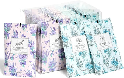 MYARO 20 Packs Lavender Linen Scent Sachet Long Lasting Closet Drawer Deodorizer Home Air Freshener Room Odor Eliminator