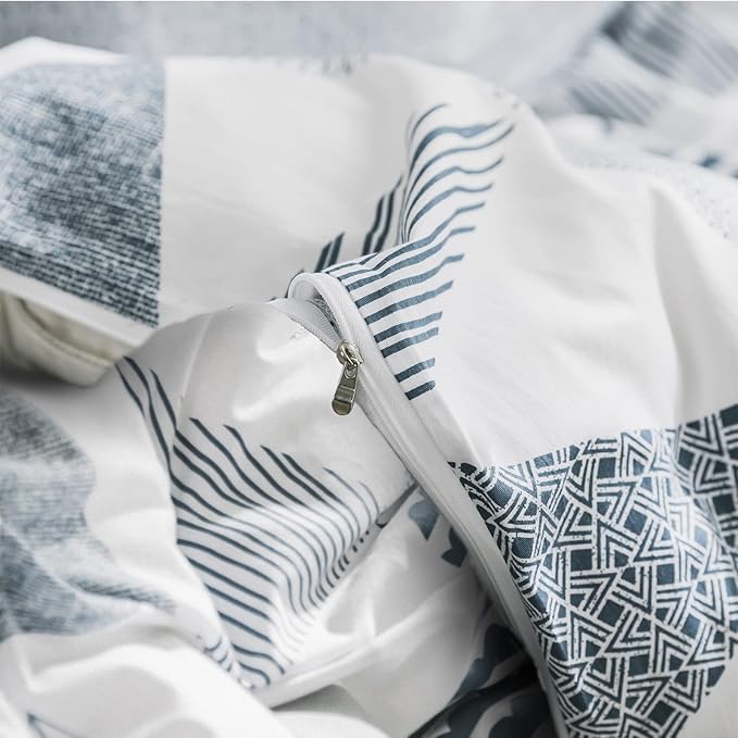 HighBuy Twin XL Size Comforter Set Dark Blue Triangle Comforter Teen Boys Lightweight Soft Bedding Sets Art Decor Comforter Set 3 Pieces Fluffy Boho Geometric Comforter Quilt with 2 Pillow Shams