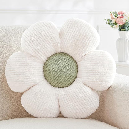 Flower Pillow,Cute Daisy Flower Shaped Throw Pillow for Home Decor,Soft Flower Throw Pillow Seating Cushion for Bedroom,Sofa,Couch (15.7",White)