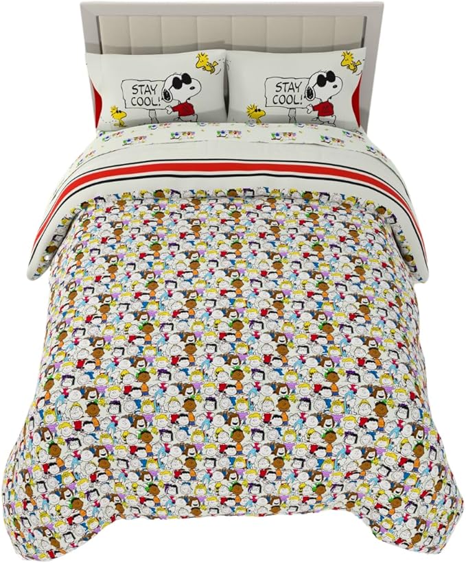 Franco Peanuts Charlie Brown & Snoopy Classic Pals Super Soft Comforter and Sheet Set, 5 Piece Full Size, (Official Licensed Product) Collectibles
