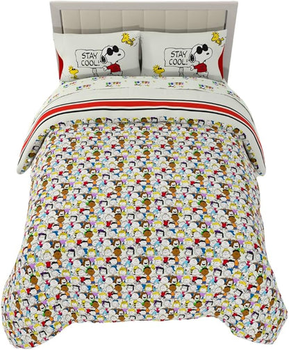 Franco Peanuts & Snoopy Classic Pals Super Soft Comforter and Sheet Set, 5 Piece Queen Size, (Official Licensed Product) Collectibles
