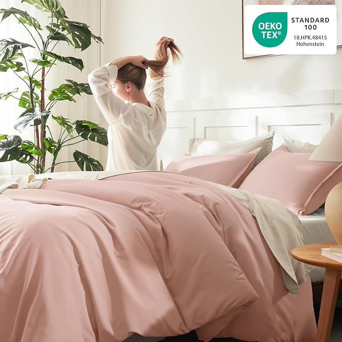 Litanika Pink Twin Comforter Set for Girls, 2 Pieces Kids Blush Plain Bedding Comforter Set, All Season Bed Set (66x90In Comforter & 1 Pillowcase)