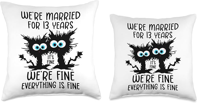 Lace Wedding We're Married for 13 Years Throw Pillow