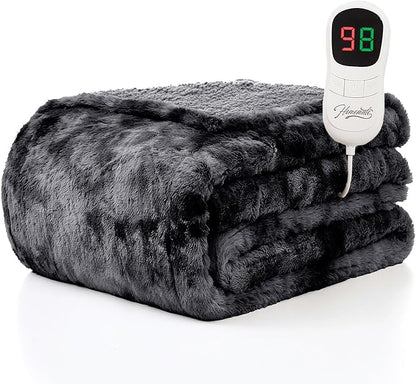 Homemate Electric Heated Blanket Full Size - 72"x84" Heating Blanket Full Size 1/2/4/6/8 Hours Auto-Off 10 Heat Level Over-Heat Protection Luxury Faux Fur Sherpa ETL Certification