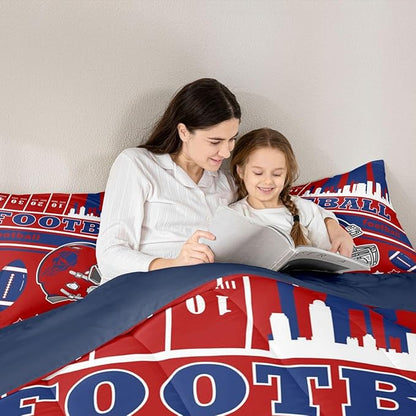 Feelyou Football Bedding Set Boys Girls Full Size Rugby Sports Comforter Set Sports Themed Women Men Football City Duvet Quilt Bedroom Decor