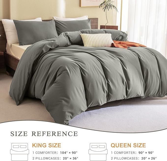 CozyTide Green King Size Comforter Set,Cotton Lightweight Fluffy Ultra Soft Boho Bedding Comforter Sets 3 Pieces(1 Comforter and 2 Pillowcases)