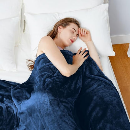 HYLEORY Heated Electric Blanket Throw, 2-Layer Cozy Warm Flannel 50" x 60", Heating Blanket with 9 Heating Levels, 2/4/6/10 Hours Auto Off, Fast Heating Winter Blanket, Navy Blue