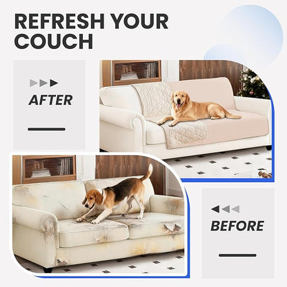 Waterproof Couch Covers for Pets, Waterproof Dog Bed Cover, Anti-Slip Soft Dog Blankets, Couch Cover for Dogs Washable, Pet Blanket for Puppy Large Dogs Cat (82x120 Inch, Beige)