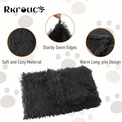 Pets Bed Blanket Dogs Reversible Soft Dog Throw Blankets Cats Mat Sleeper Fuzzy Pet Couch Covers Washable Cat Puppy Cover for Beds Car Sofa Travel Double Sided Furniture Protection (Dark Gray,L)