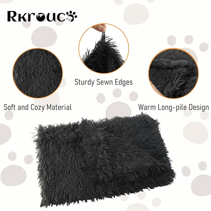 Pets Bed Blanket Dogs Reversible Soft Dog Throw Blankets Cats Mat Sleeper Fuzzy Pet Couch Covers Washable Cat Puppy Cover for Beds Car Sofa Travel Double Sided Furniture Protection (Dark Gray,M)