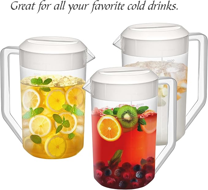 Amazing Abby - Kitchen Party - 4-Quart Plastic Pitcher (2-Pack), Unbreakable Water Pitcher with Lid, BPA-Free, Heat-Resistant, Dishwasher-Safe, Great for Both Iced and Hot Drinks, Indoors and Outdoors