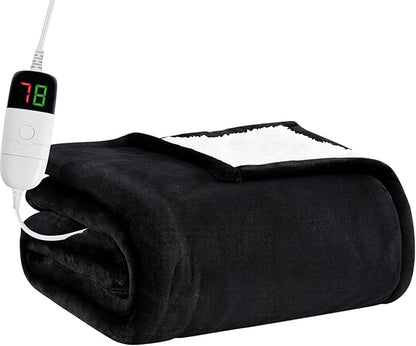 BOMOVA Heated Electric Blanket Twin - 62" x 84" Heating Blanket with 10 Heating Levels & 8 Hours Auto Off, Warm Flannel Blanket, Christmas Birthday Gifts for Women