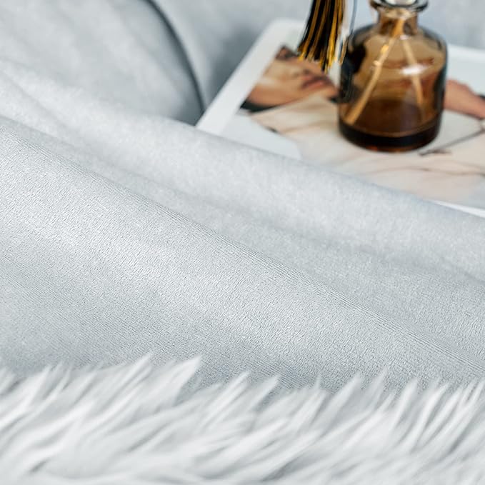 JONIYEAR Extra Large Decorative Fluffy Faux Fur Blanket Queen Size 80" x 90", Soft Luxury Lightweight Furry Blanket, Solid Cozy Shaggy Plush Thick Warm Fuzzy Blankets for Winter Bed Couch, Grey
