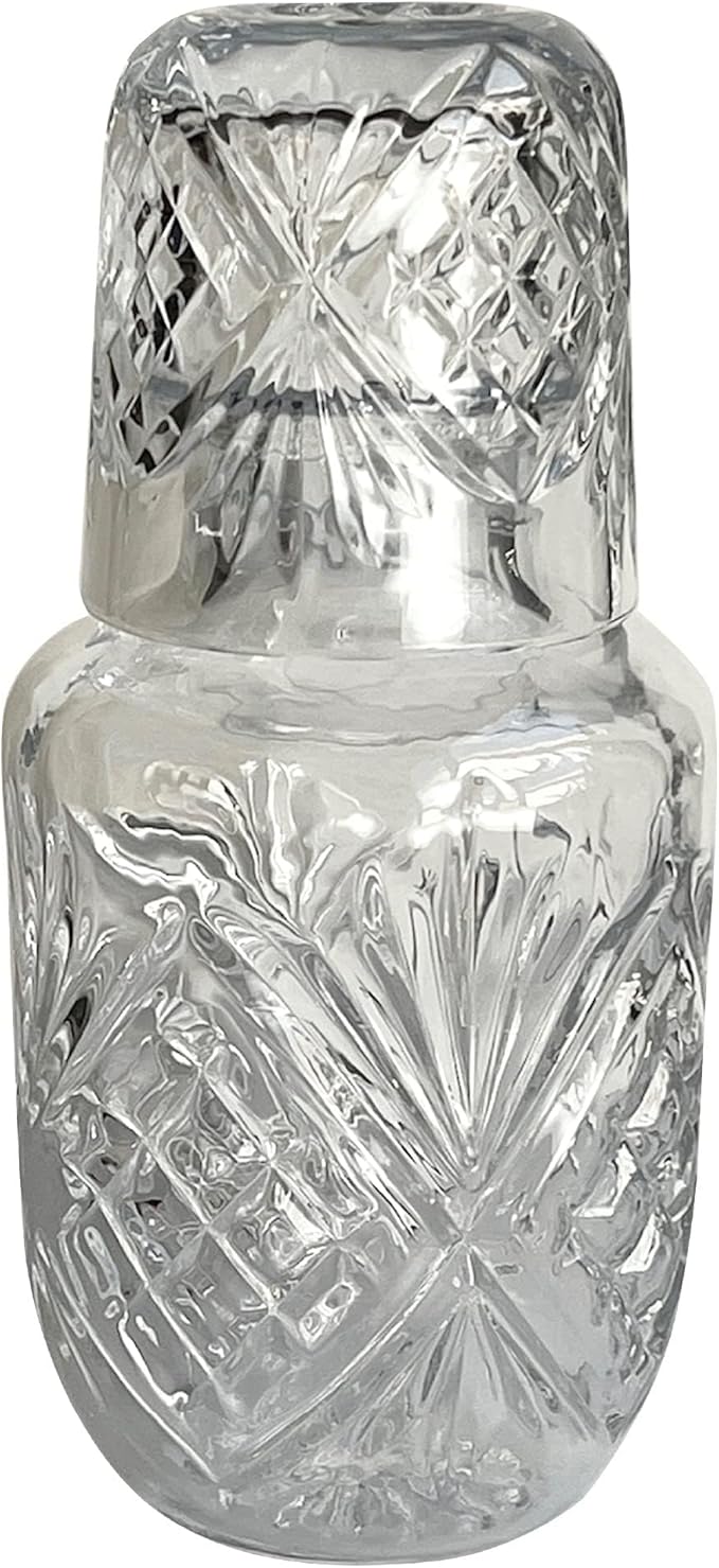 Lily's Home 18 oz Water Carafe, Bedside Water Carafe for Nightstand or Guest Bedroom, Clear Mouthwash Dispenser for Bathroom, Stay Hydrated Convenient Carafe