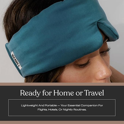 Lunya Washable Silk Sleeping Mask - Thermoregulating Mulberry Silk, Light Blocking and Comfortable Fit – Sleep Mask for Women and Men with Box - Piquant Teal - Large