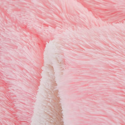 Joyreap 3-Piece Plush Shaggy Comforter Set, Full/Queen Size Luxury Faux Fur Sherpa Reversible Bedding Comforter Set, Ultra Cozy Warm Fluffy Bedding Set for Winter (Pink, 88x88 inches)