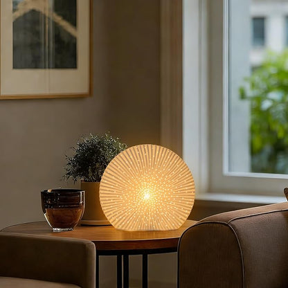 10.5"Modern Ceramic Table Lamp,White bedside table lamp, night Lamp,Decorative Lamp,Ambient lighting,Artistic lamp,Suitable for living room, bedroom, entrance, Kitchens, Corded, Bulb Included
