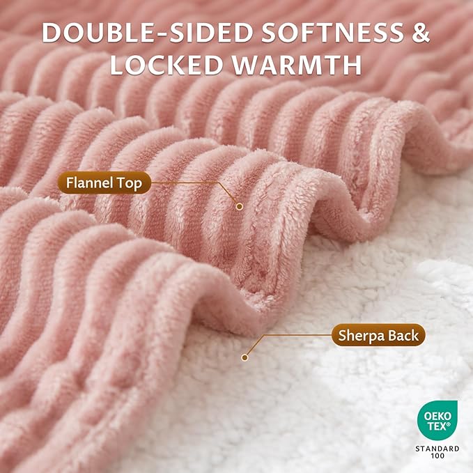Reaks Electric Heated Blanket Twin, Silky Soft Flannel & Sherpa Twin Electric Blanket with 9 Heat Levels & 2-10 Hours Auto Off, Warm Gifts for Women Mom Grandma, ETL Certified (62x84 inches, Pink)