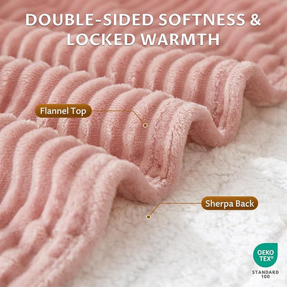 Reaks Electric Heated Throw Blanket, Silky Soft Flannel & Sherpa Heating Blanket Throw with 5 Heat Levels & 3 Hours Auto Off, Warm Gifts for Women Mom Grandma, ETL Certified (50x60 inches, Pink)