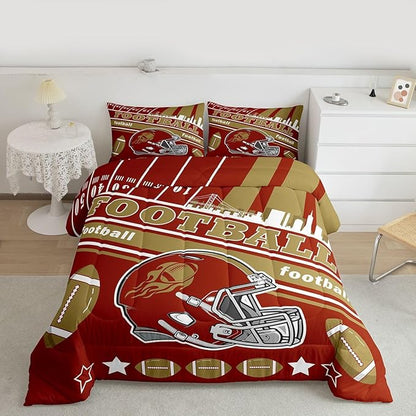 Feelyou Football Bedding Set Boys Girls King Size Women Men Football City Comforter Set Rugby Sports Rugby Sports Duvet Quilt Bedroom Decor