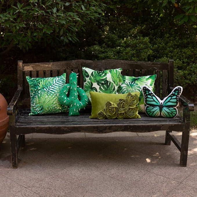 JWH 3D Butterfly Pillow Decorative Animal Throw Pillow Aesthetic Stuffed Plush Accent Pillow Case Colorful Pillowcase Cute Cushion Bed Couch Bedroom 13x15 Inch Black Green