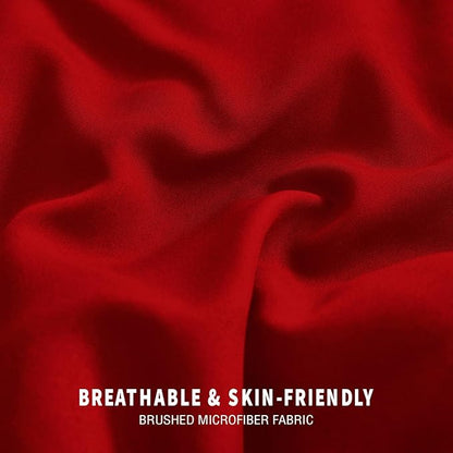 Exclusivo Mezcla Lightweight Reversible Full Queen Size Comforter Set, Down Alternative Comforter with 2 Pillow Sham, Full Queen Size Bedding Set for All Seasons, Red/Black