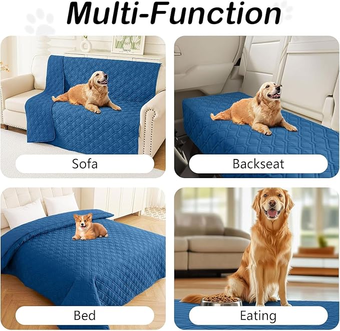 hyha Waterproof Dog Bed Blanket, Soft Pet Blankets, Waterproof Couch Cover for Dogs, Reversible Sofa Covers Washable for Furniture (40x70 Inch, Navy Blue/Blue)