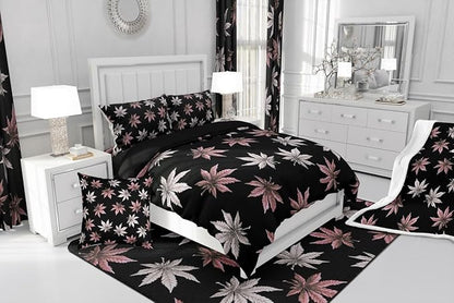Erosebridal Pink Leaves Comforter Set Full, Leaves Bedding for Kids Boys Girls,Tropical Botanical Bedding Comforter Sets,Exotic Plant Down Comforter,Luxury Soft