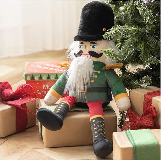 Phantoscope Nutcracker Christmas Throw Pillow Handcrafted Velvet Decorations Decor Pillow Family Kids Gift for Indoor Living Room Sofa Couch, Green 9 x 24 Inches